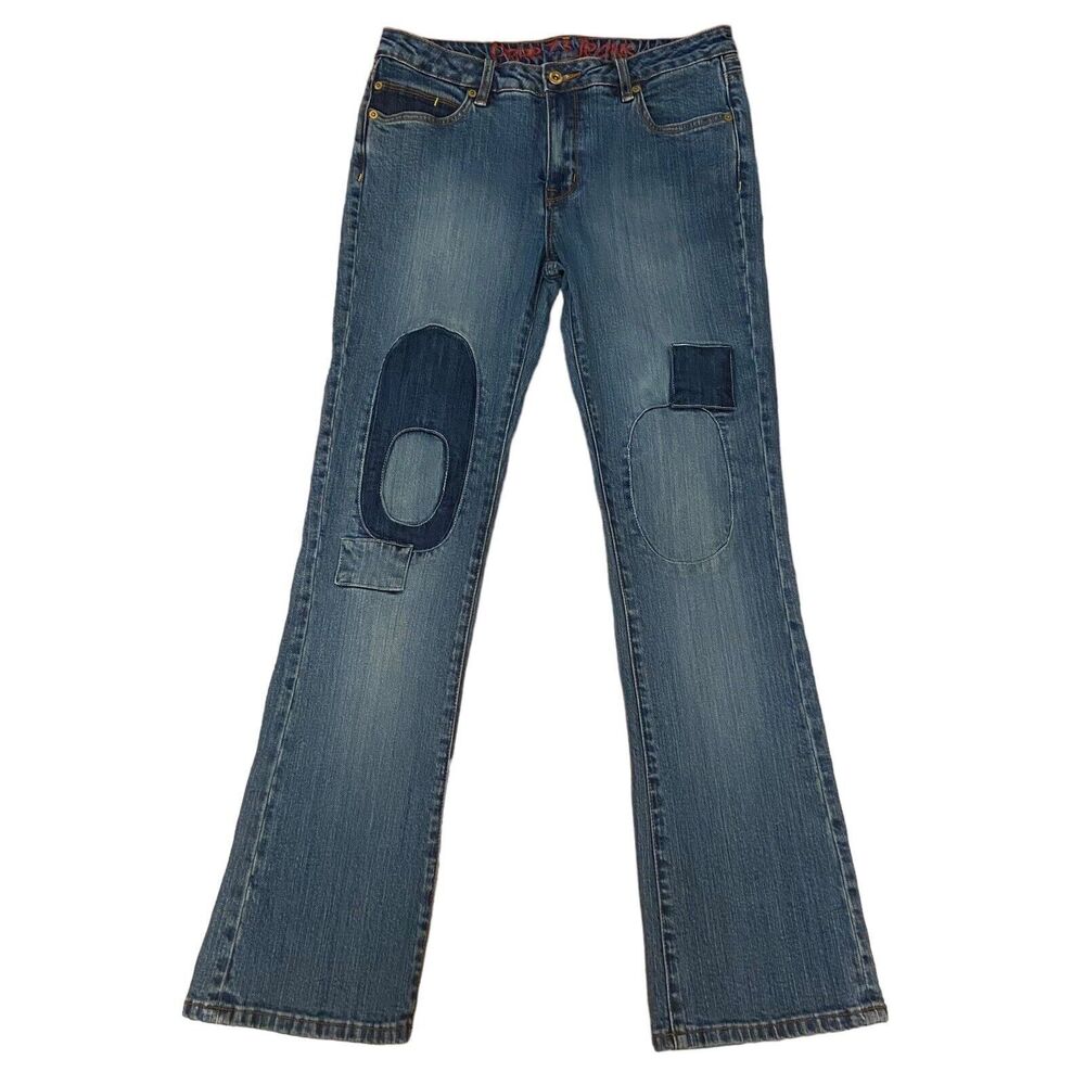 Pepe London 73 Patchwork Flared Jeans Women Size 30 x 31 Blue Denim Vintage Y2K